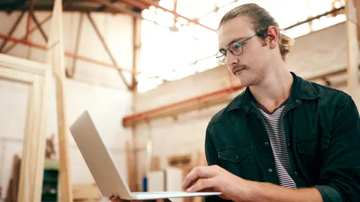 Working through material on a laptop